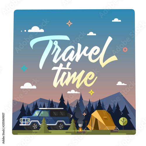 Travel time. Colorful illustration.