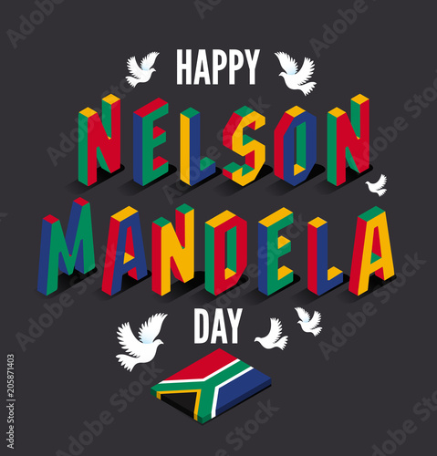 Tableau sur toile Vector illustration for happy International Nelson Mandela Day.