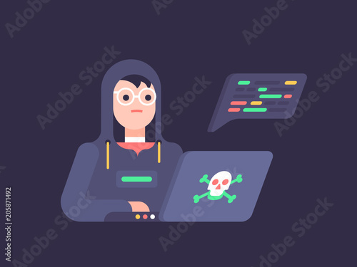 Concept of hacker attacks and data theft