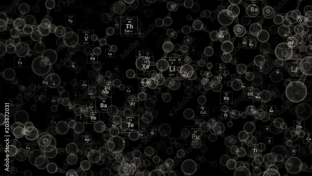 PNG Alpha.Looping infinite molecule and periodic elements.Science chemistry medicine template and background. PNG Alpha.Looping infinite molecule and periodic elements.Science chemistry medicine template and background.