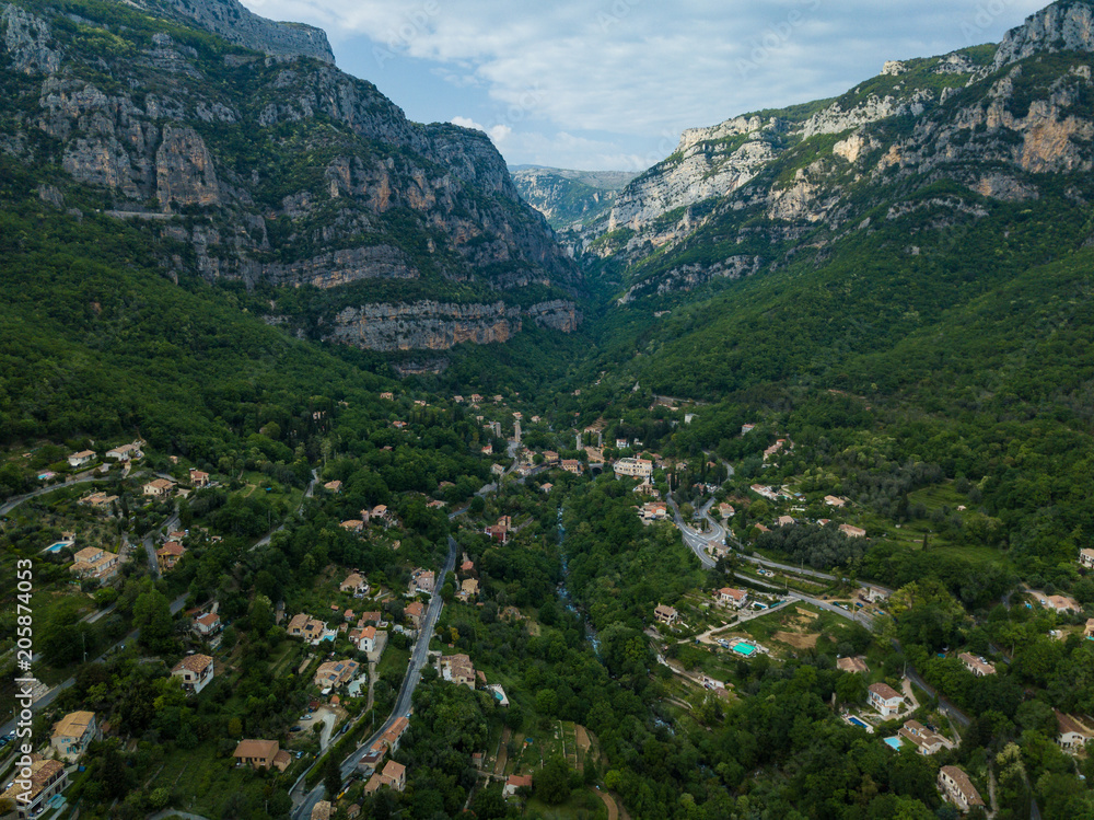 Aerial view of Gorge du Loup, Provence, France