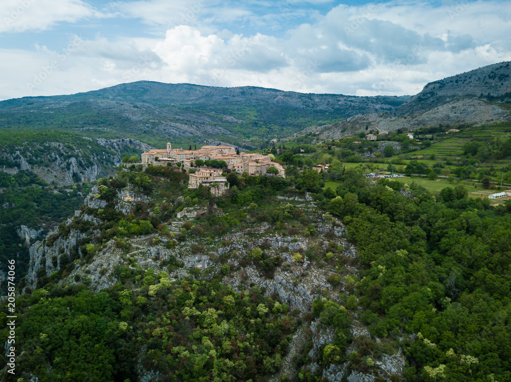 Aerial View of Walled City of Gourdon, France