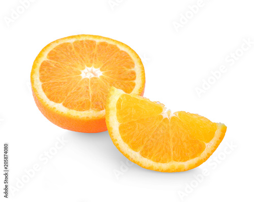 Orange fruit slice on white background