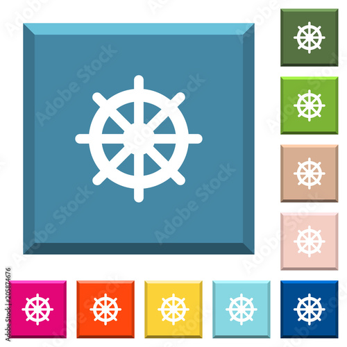 Steering wheel white icons on edged square buttons