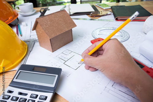 An architect working desk with copy space - Architectural Concept