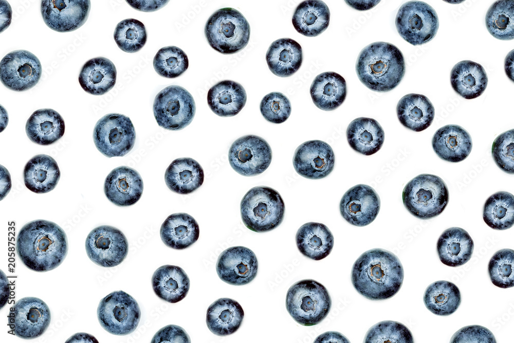 Blueberry pattern. Fresh blue berry fruits isolated on white background, top view. Blueberry pattern. Fresh blue berry fruits isolated on white background, top view.