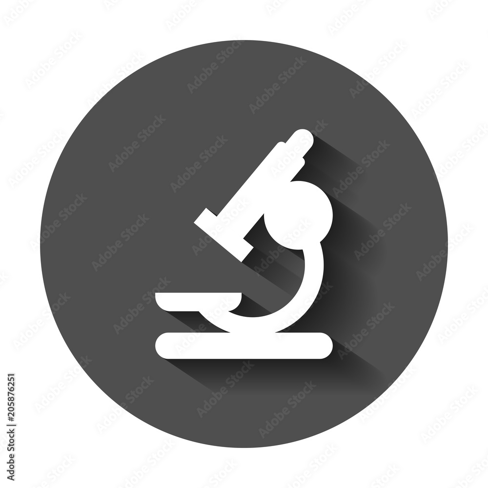 Microscope lab icon. Vector illustration with long shadow. Business concept microscope pictogram. Microscope lab icon. Vector illustration with long shadow. Business concept microscope pictogram.