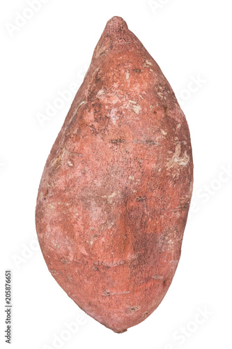 Organic sweet potato isolated on white, top view, flat lay