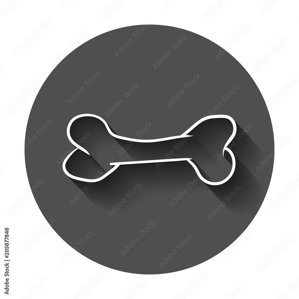 Dog bone toy icon. Hand drawn vector illustration with long shadow. Business concept animal bone pictogram. Dog bone toy icon. Hand drawn vector illustration with long shadow. Business concept animal bone pictogram.