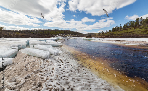 Ice drift on a small stream