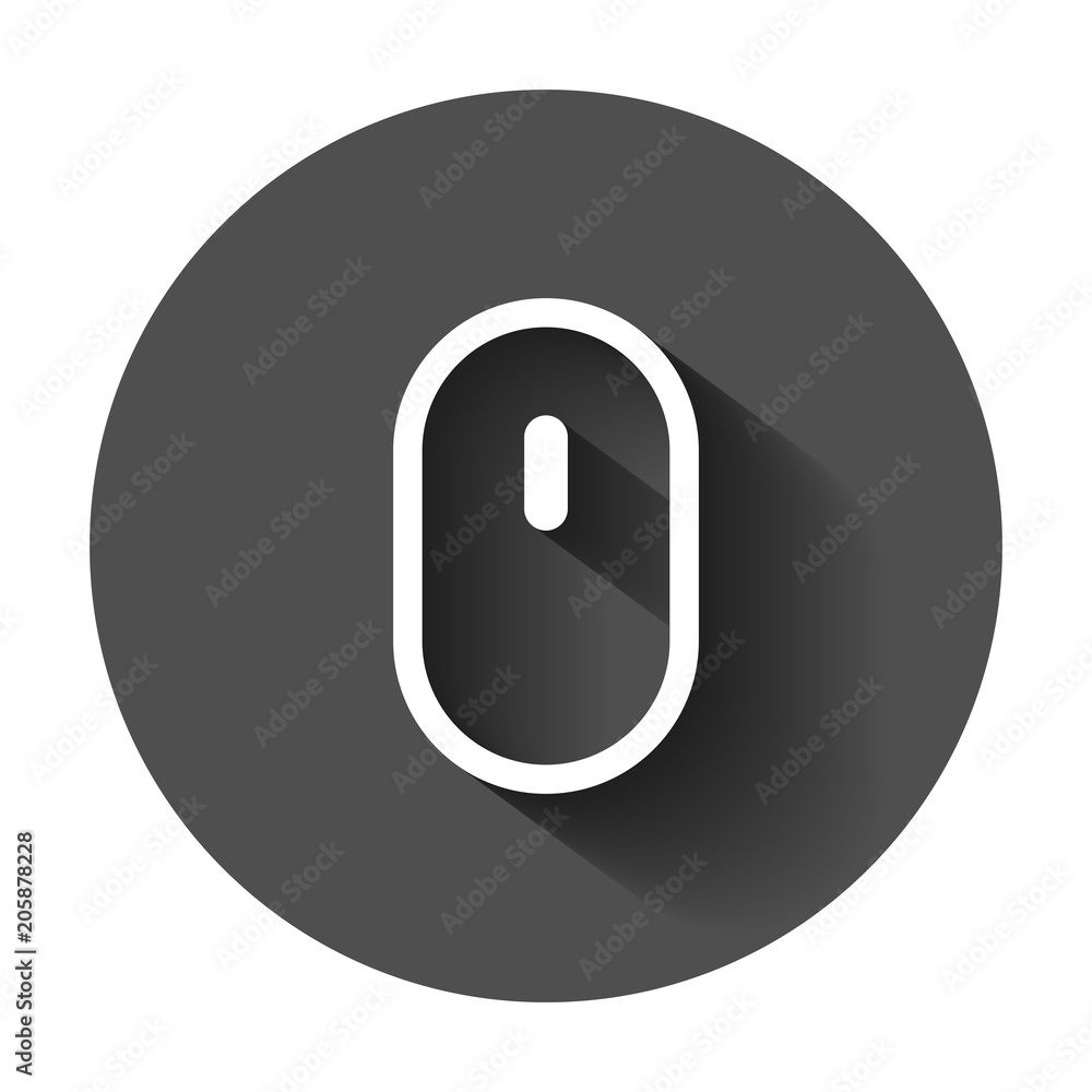 Computer Mouse icon. Vector illustration with long shadow. Business concept mouse cursor pictogram. Computer Mouse icon. Vector illustration with long shadow. Business concept mouse cursor pictogram.