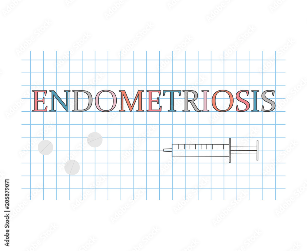 Endometriosis word on checkered paper sheet- vector illustration Endometriosis word on checkered paper sheet- vector illustration