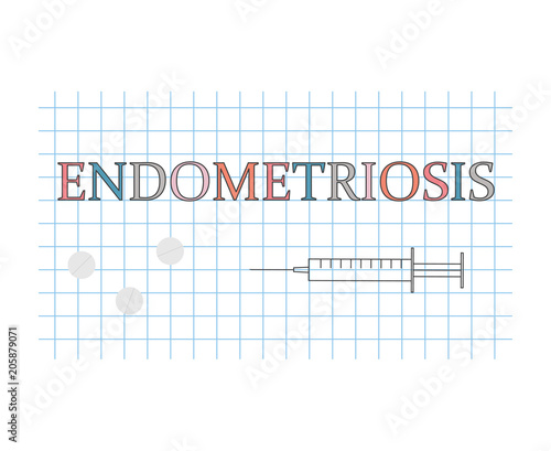Endometriosis word on checkered paper sheet- vector illustration