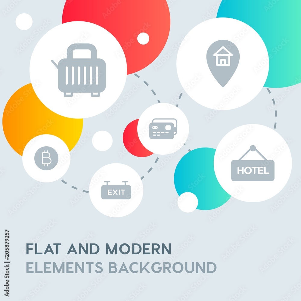 hotel, location, shopping fill vector icons and elements background with circle bubbles networks.Multipurpose use on websites, presentations, brochures and more hotel, location, shopping fill vector icons and elements background with circle bubbles networks.Multipurpose use on websites, presentations, brochures and more
