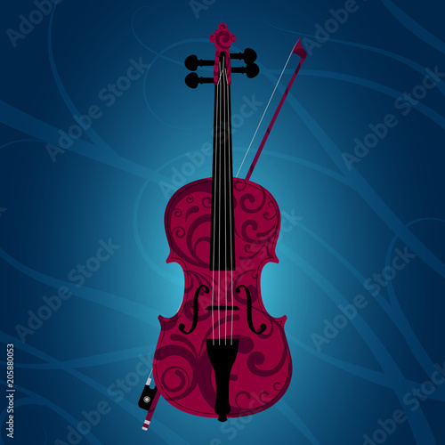 Violin painted with floral style