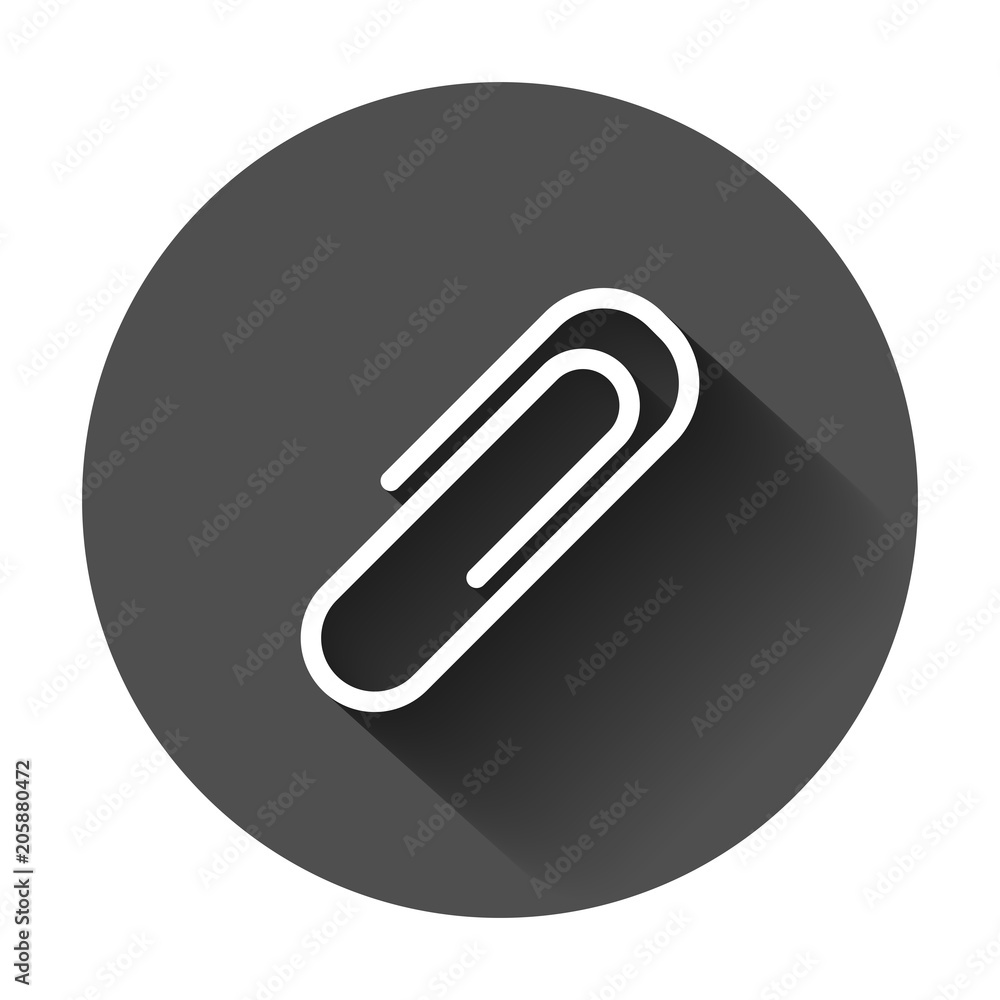 Paper clip attachment vector icon. Paperclip illustration with long shadow. Attach file business document. Paper clip attachment vector icon. Paperclip illustration with long shadow. Attach file business document.