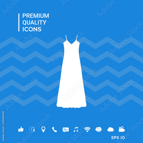 Long Dress, Evening dress, combination or nightie , the silhouette. Menu item in the web design