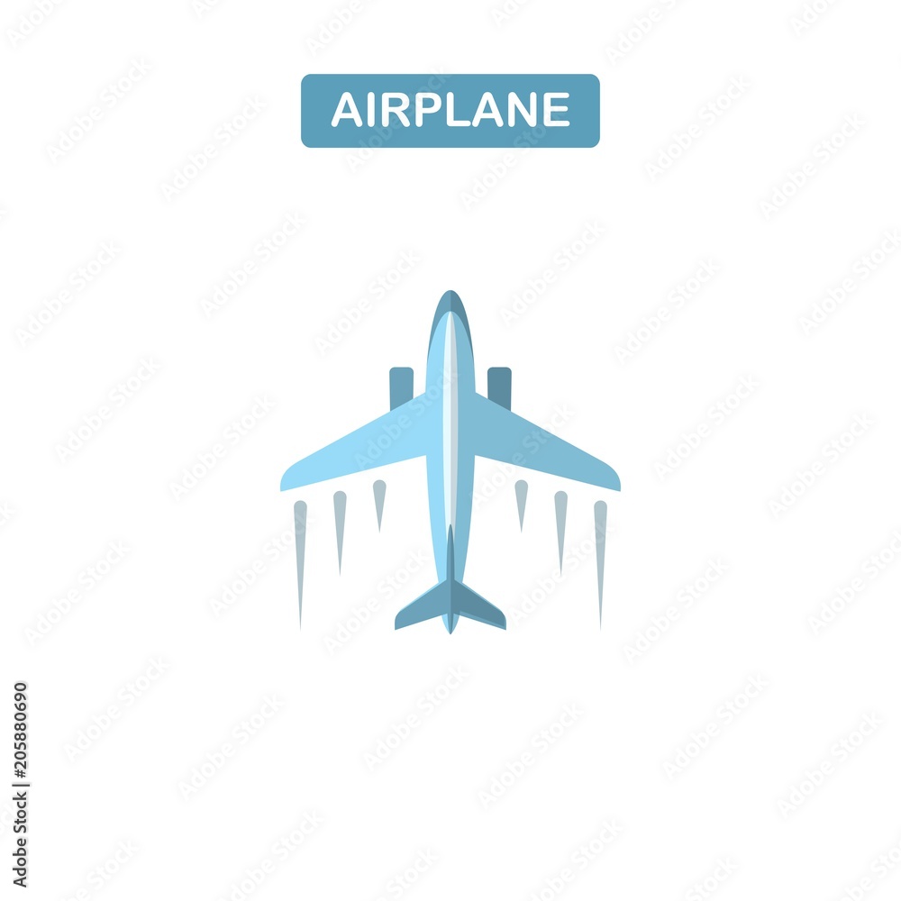 Modern vector line icon of airplane flight, vacation trip. Front view.