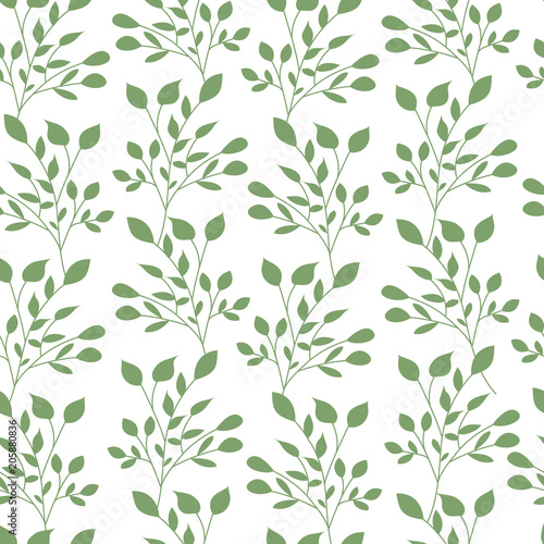 Green leaves seamless pattern flat vector template nature leaf wallpaper. © Iryna Danyliuk