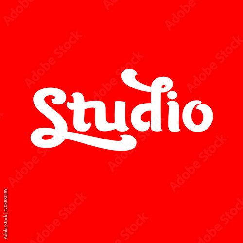 Handwritten modern brush lettering of studio