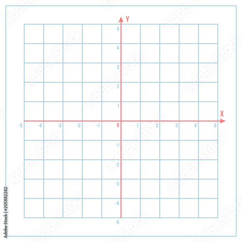 Cartesian coordinate system on blue graph paper with coordinate axis