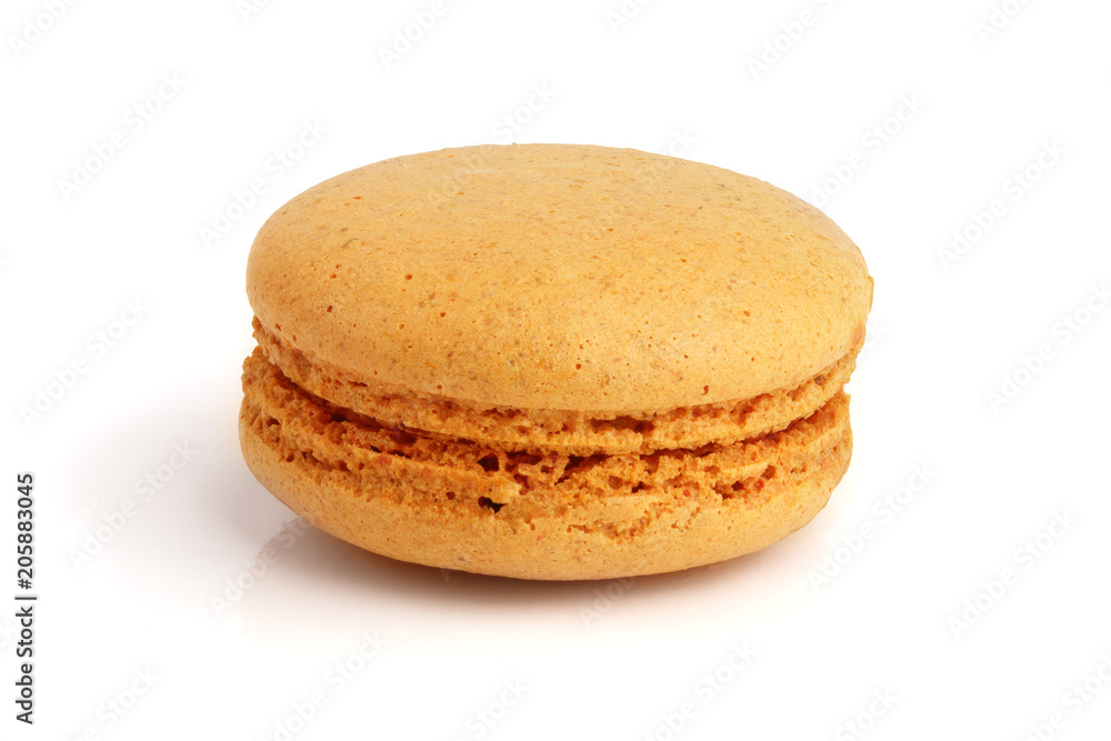 orange macaroon isolated on white background closeup orange macaroon isolated on white background closeup