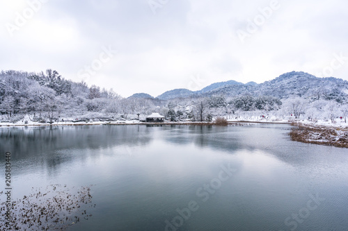 landscape of hangzhou west lake in winter