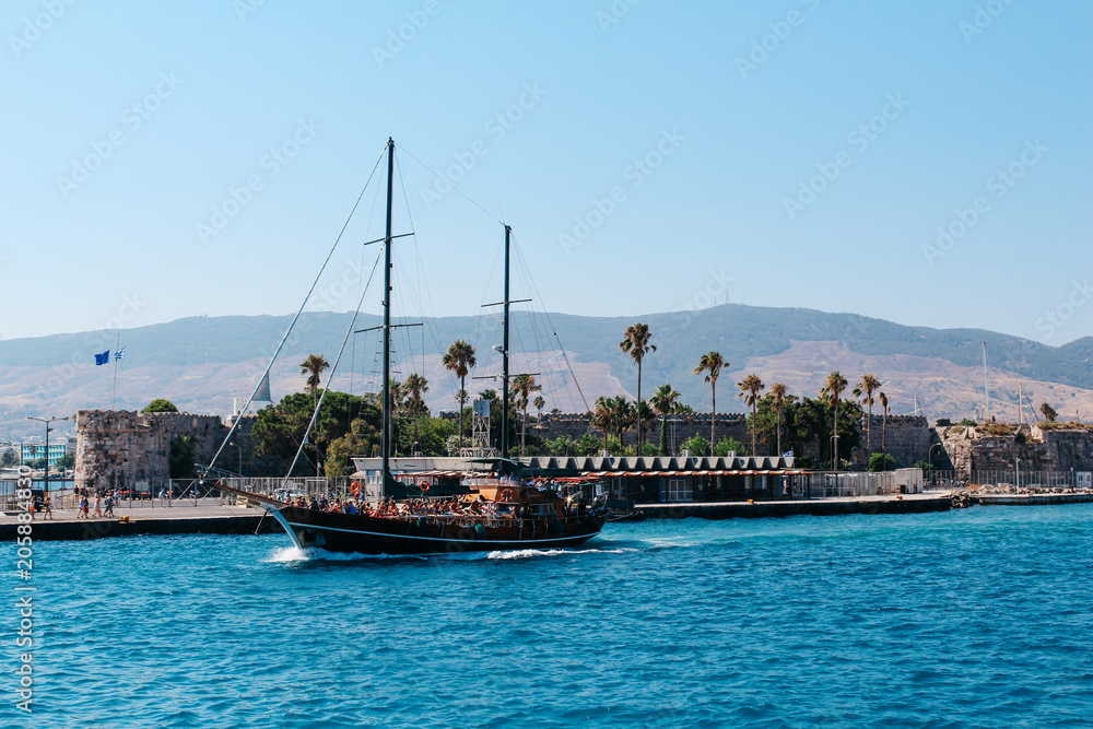 Kos island harbor in Greece