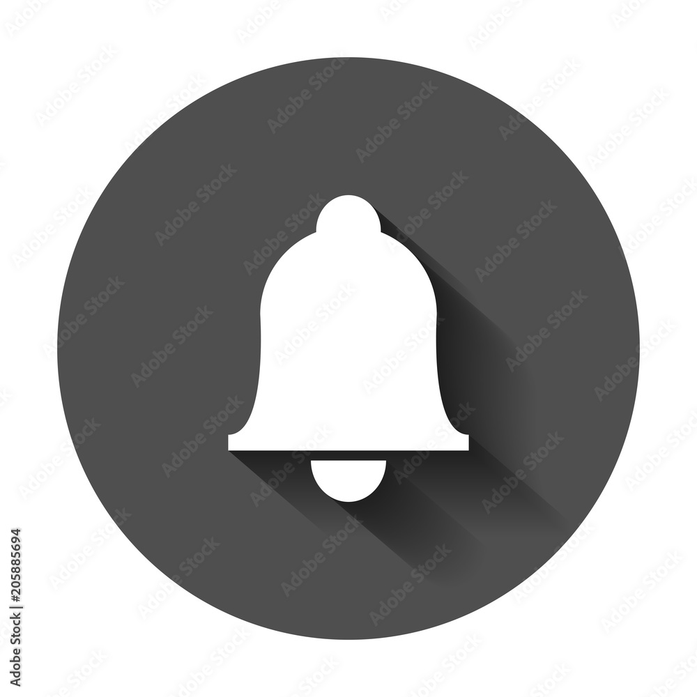 Bell vector icon in flat style. Alarm bell illustration with long shadow. Handbell sign concept. Bell vector icon in flat style. Alarm bell illustration with long shadow. Handbell sign concept.