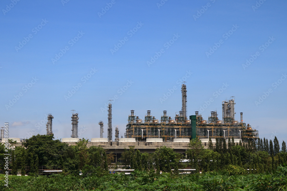 Petrochemical industry in blue sky background