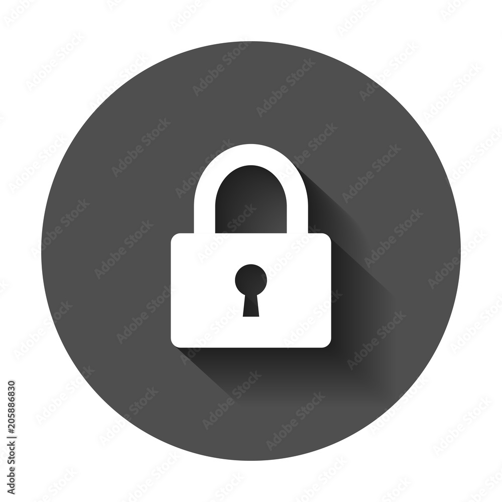 Padlock icon in flat style. Lock, unlock security illustration with long shadow. Padlock business concept. Padlock icon in flat style. Lock, unlock security illustration with long shadow. Padlock business concept.