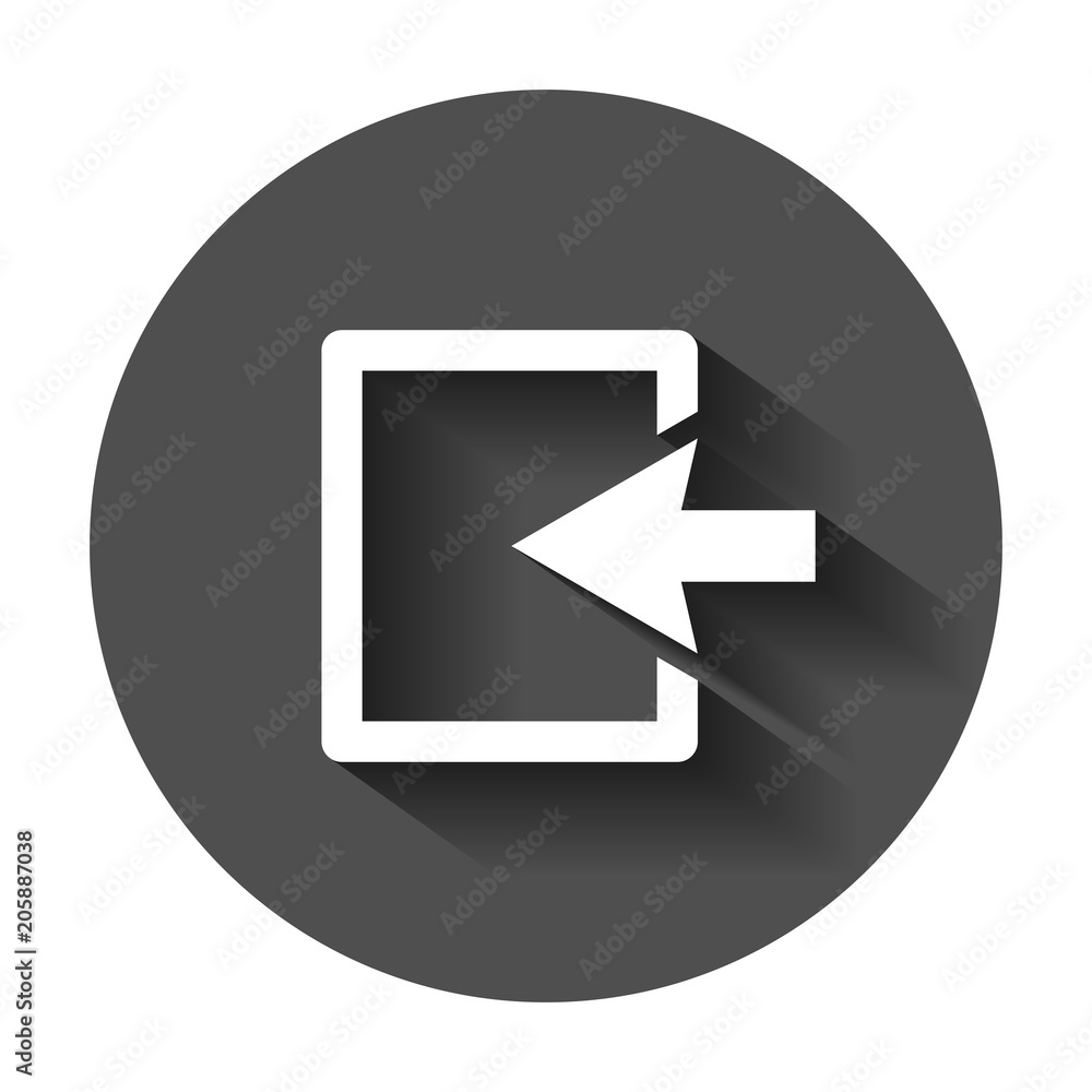 Entrance door in flat style. Exit doors illustration with long shadow. Doorway entrance concept. Entrance door in flat style. Exit doors illustration with long shadow. Doorway entrance concept.