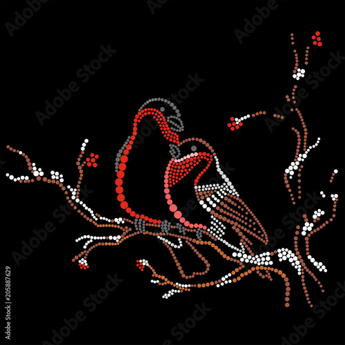 Bullfinches on a branch