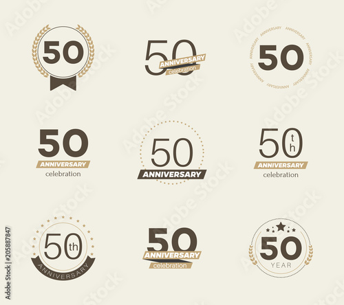 50 years anniversary logo set. Vector illustration.