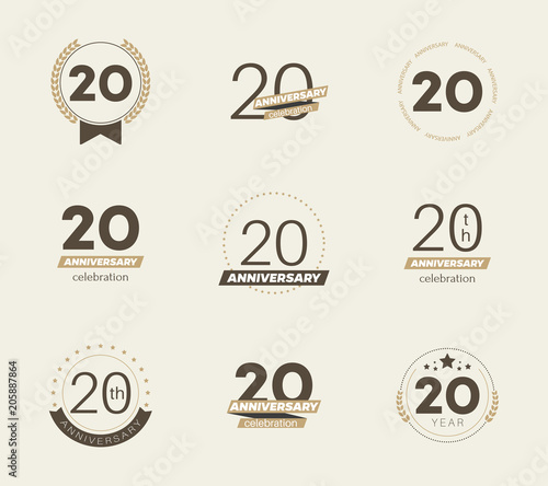 20 years anniversary logo set. Vector illustration.