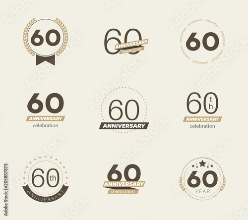 60 years anniversary logo set. Vector illustration.
