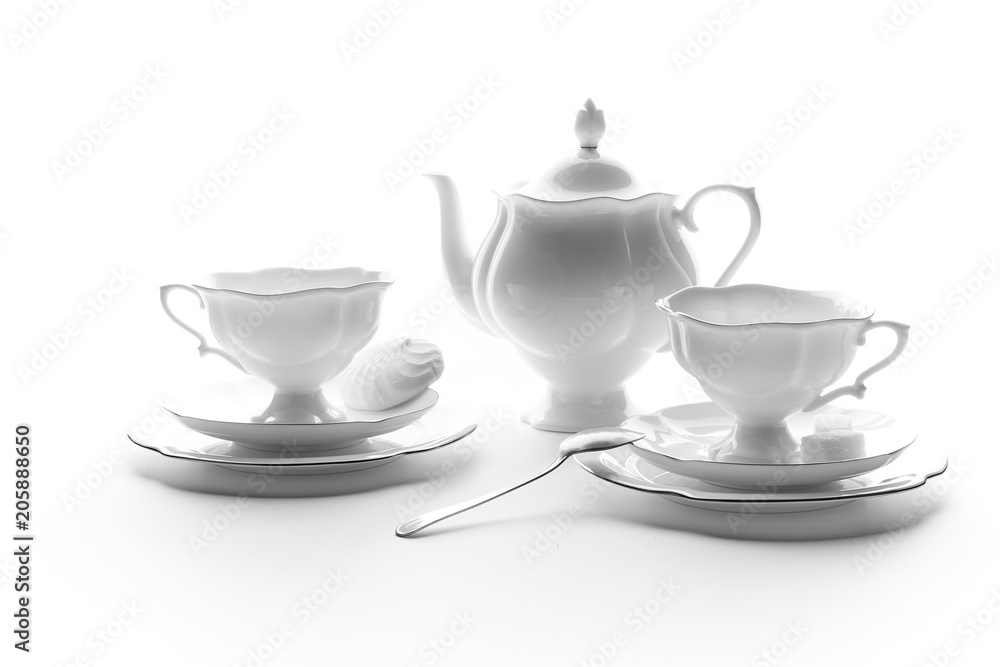 Tea set on a white background Tea set on a white background