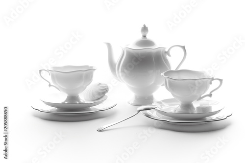 Tea set on a white background