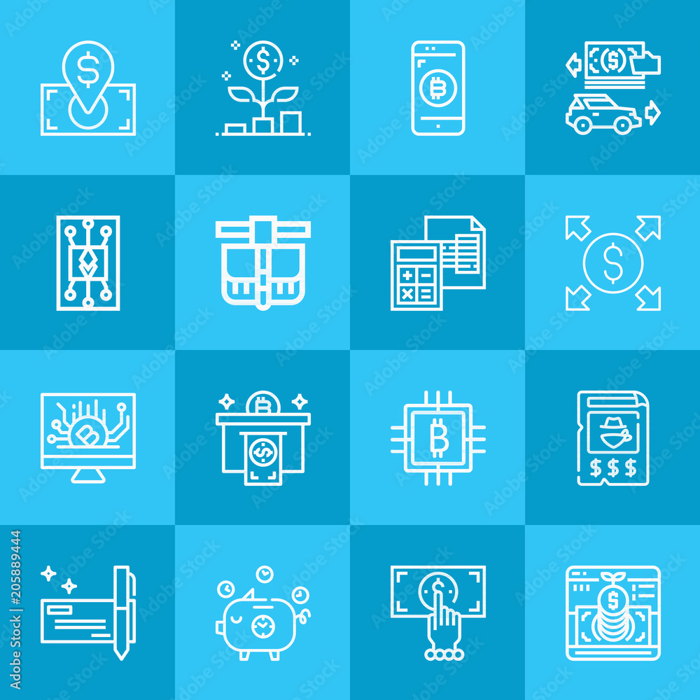 Outline money 16 vector icons set. 16 icons page symbol for your web site design. logo, app, ui, illustration, eps10 Outline money 16 vector icons set. 16 icons page symbol for your web site design. logo, app, ui, illustration, eps10
