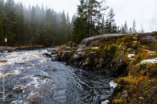 Ruskeal waterfalls - a place of shooting of many films, Karelia, Russia