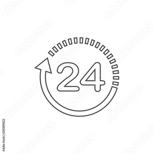 Free Download 24 hours icon. 24 hours sign. Time clock icon vector illustration. Flat design. - GFXLoad