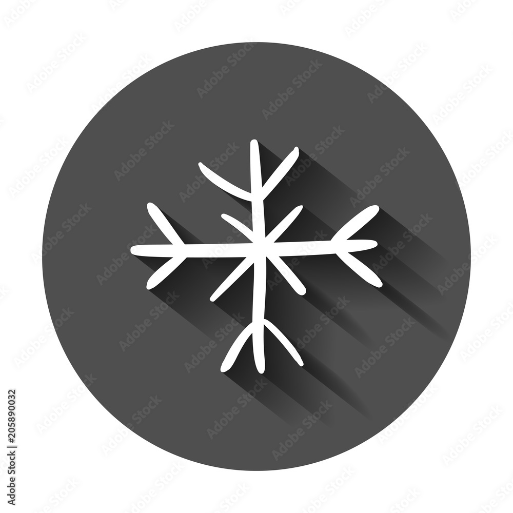 Hand drawn snowflake vector icon. Snow flake sketch doodle illustration with long shadow. Handdrawn winter christmas concept. Hand drawn snowflake vector icon. Snow flake sketch doodle illustration with long shadow. Handdrawn winter christmas concept.