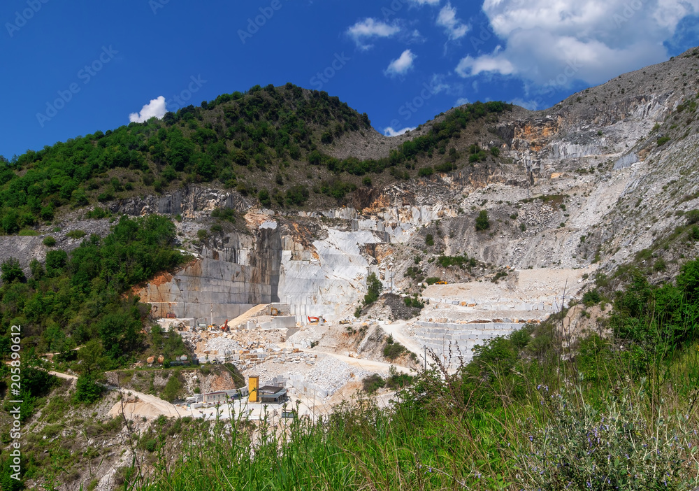 CARRARA, ITALY - May 20, 2018: The marble quarries in the Apuan Alps near Carrara, Massa Carrara region of Italy.