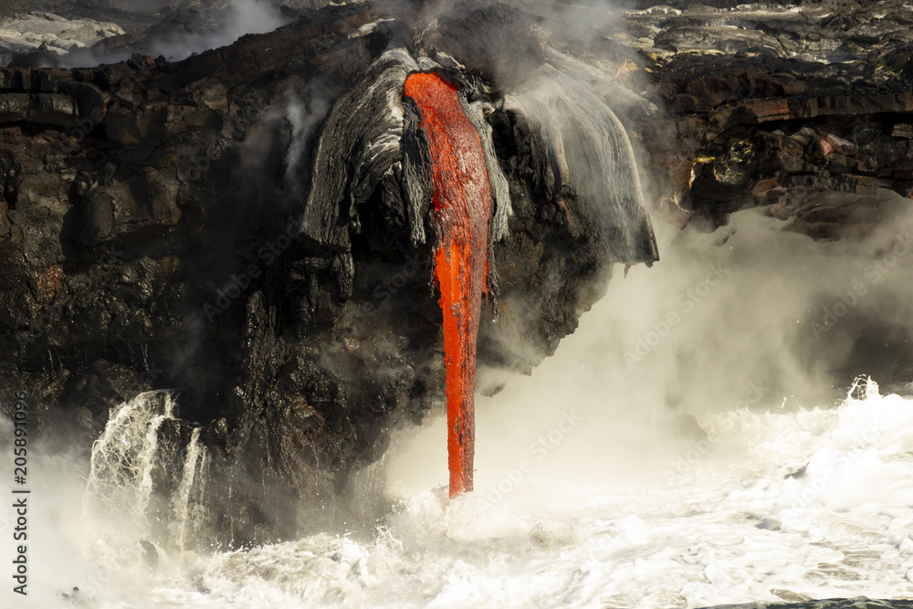 Lava entering the ocean, Big Island, Hawaii Lava entering the ocean, Big Island, Hawaii
