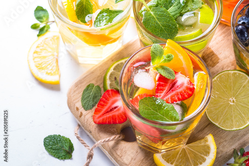 Cold summer drink assortment. 