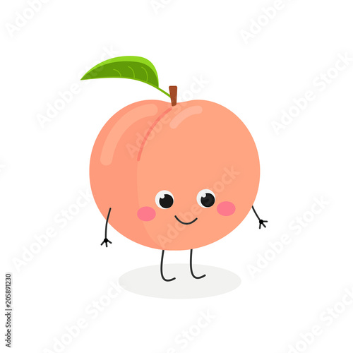 Vector illustration of cute cartoon peach