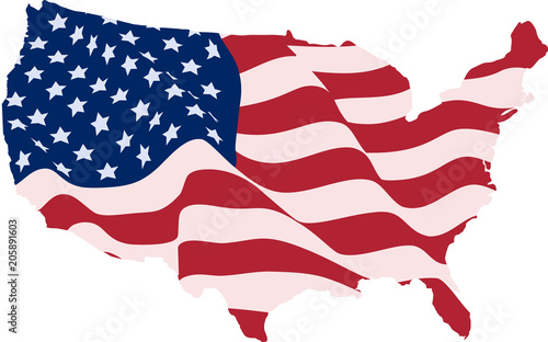 USA Flag in the form of maps of the United States