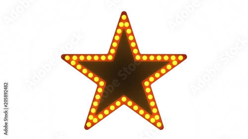 Star red marquee light board sign retro on white background. 3d rendering