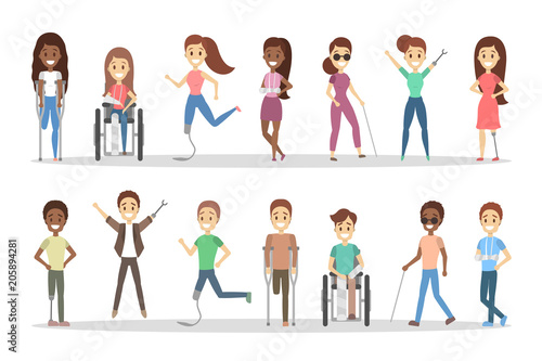 Disabled people set.
