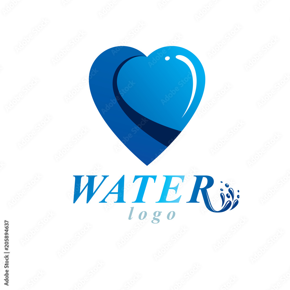Ocean freshness theme vector symbol for use in mineral water advertising. Environment conservation concept.